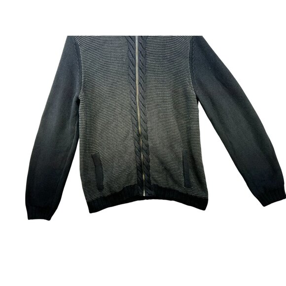 Calvin Klein Mens Full-Zip Knit Design Sweater XL Gray & Dark Gray Ribbed Colla - Picture 5 of 13